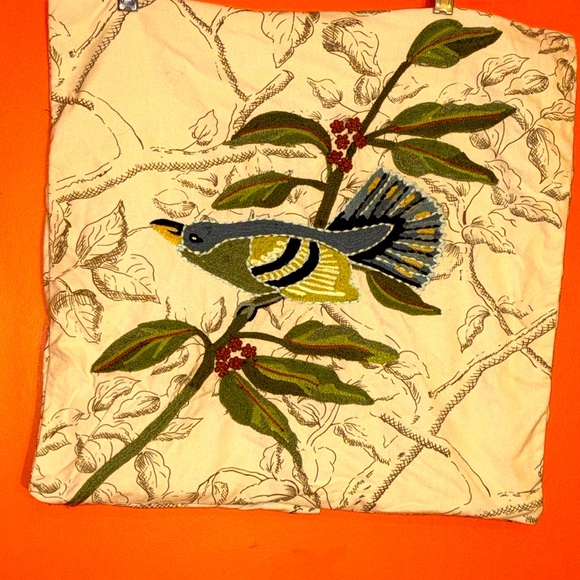 Pottery Barn Other - Pottery Barn Embroidered Bird Accent Throw Pillow Cover Case